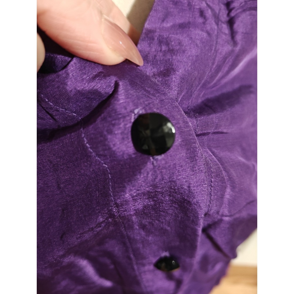 Anna & Frank Womens Silk Long Sleeve Button-Up Shirt Petite Small Purple - Picture 5 of 8